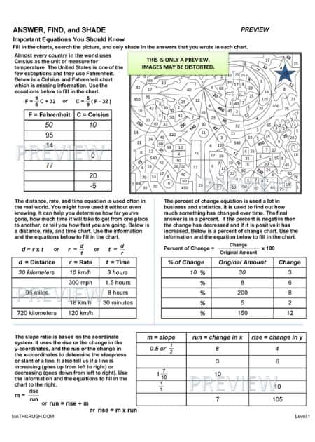 Answer, Find, and Shade Important Equations You Should Know - Worksheet_3