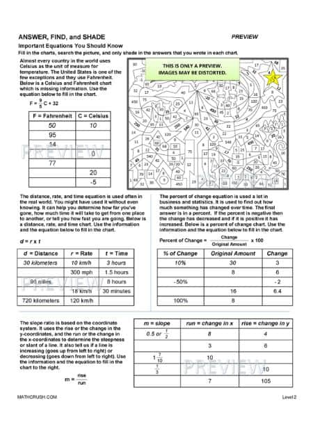 Answer, Find, and Shade Important Equations You Should Know - Worksheet_4