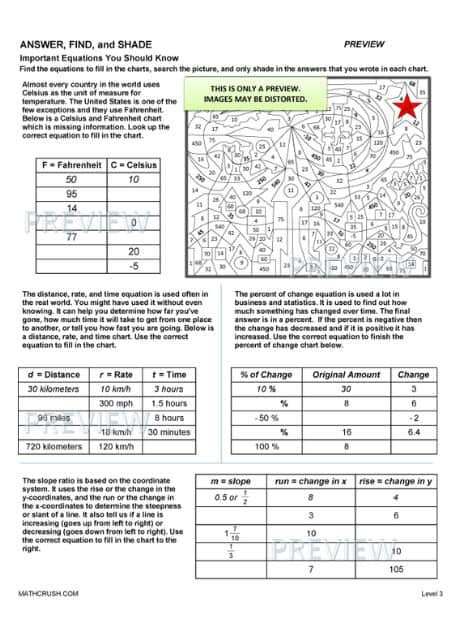 Answer, Find, and Shade Important Equations You Should Know - Worksheet_5