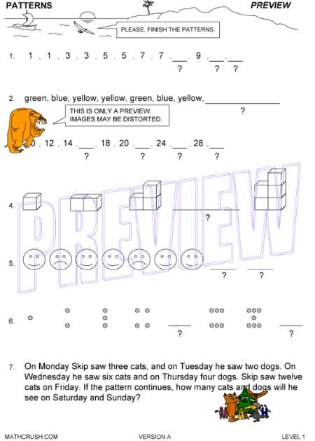 Worksheets to Practice Word Problems in Patterns (Level 1)_2