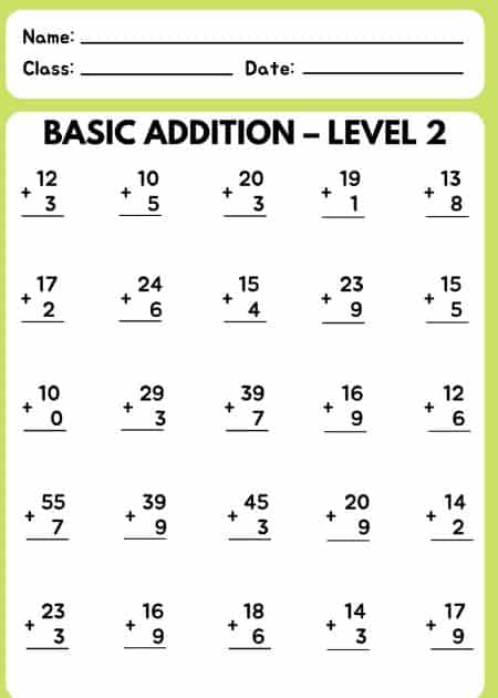 Basic Addition – Level 2