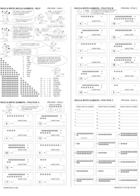 Reading and Writing Whole Numbers Worksheet – Level 1