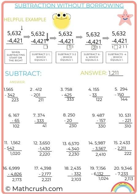 Subtraction Worksheets (Level 2)
