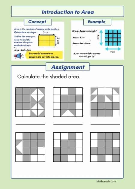 Worksheets to Introduce Area (Level 1)