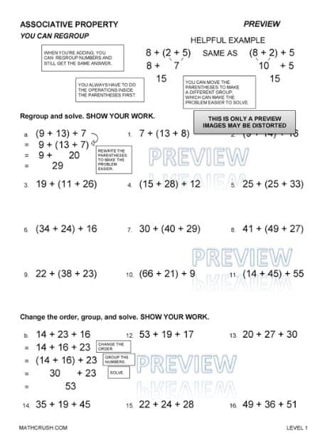 Associative Property of Multiplication Worksheet - Level 1