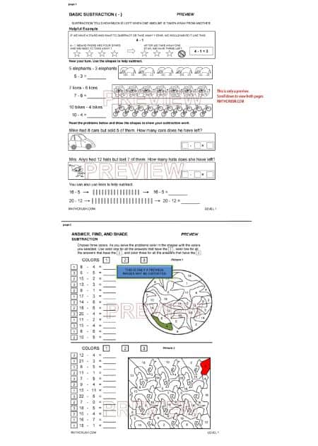 Basic Subtraction – Level 1_1