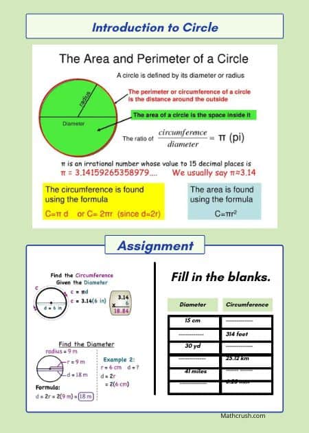 Worksheets to Practice Circles and Circumference