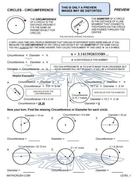 Worksheets to Practice Circles and Circumference_1