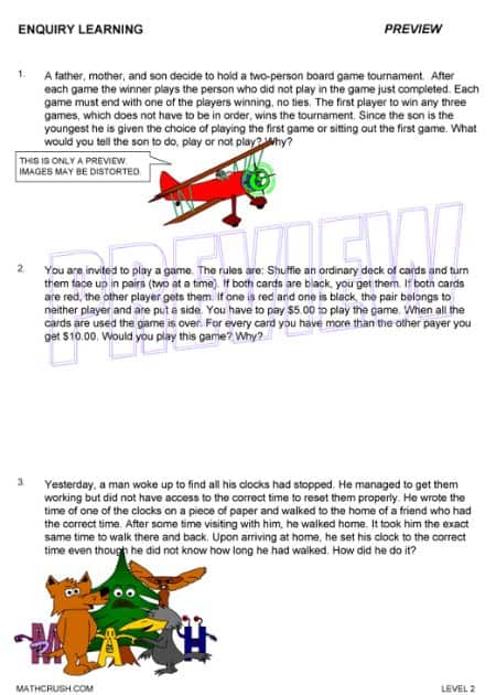 Worksheets on Enquiry Learning (Level 2)