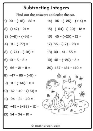 Answer, Find, and Shade
Subtracting Integers Worksheet_2