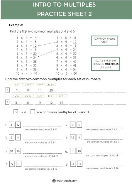 Multiples Worksheet – Level 2