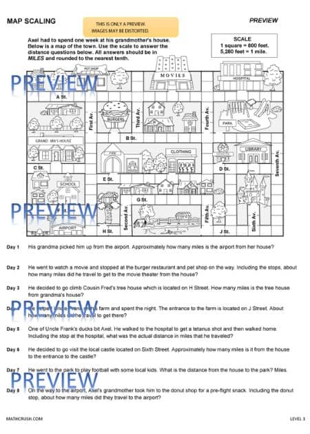Town Map Scaling Worksheets (Level 3)_1