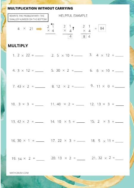 Multiplication without Carrying Level 1_3