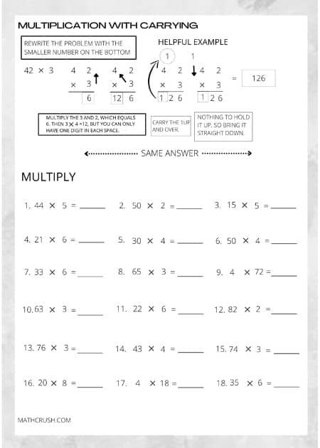 Multiplication with Carrying Level 1_2