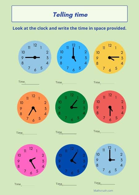 Telling Time Worksheet – All Levels
