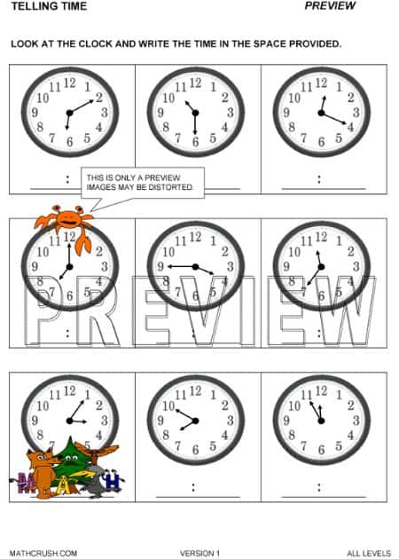 Telling Time Worksheet – All Levels_2