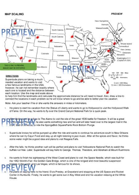USA Map Scaling Worksheets (Level 2)_1