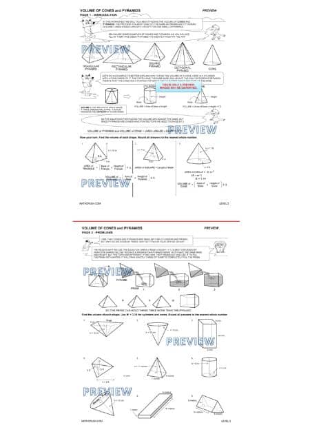 Worksheets to Relate Volume of Pyramids with Cones (Level 2)_1