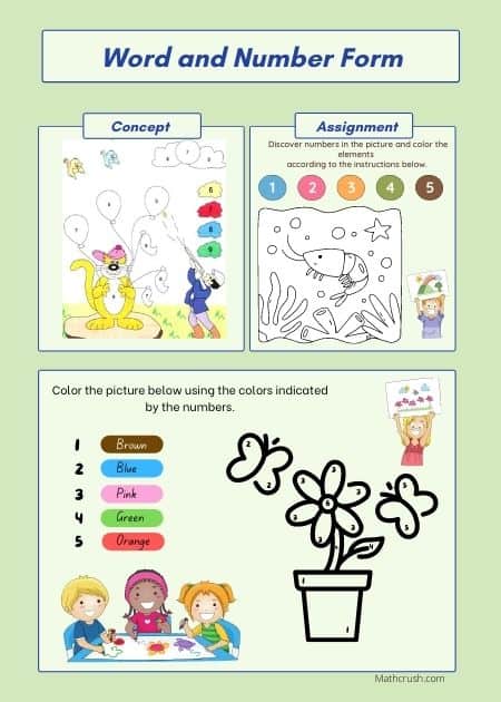 Art Worksheets to Practice Numbers in Word Form (Level 1)