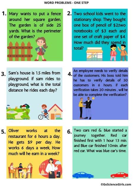 One Step Word Problems Level 1